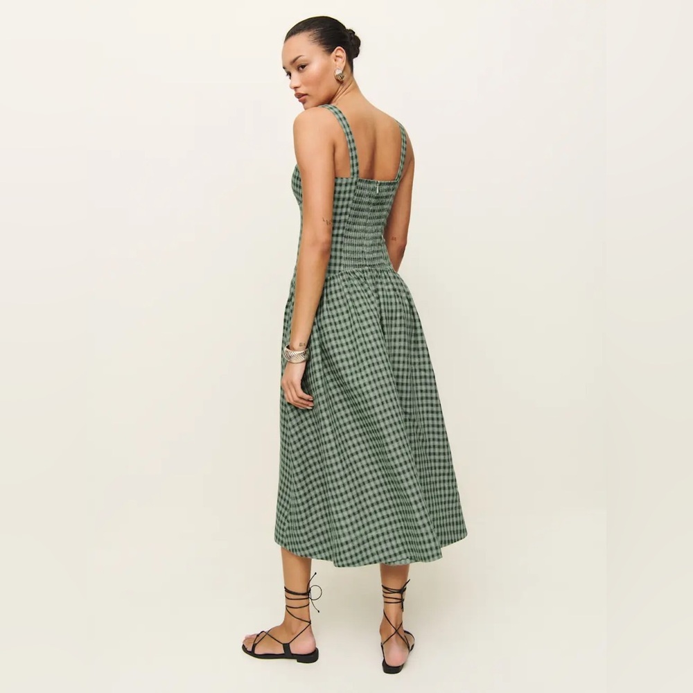 Reformation Roslyn Linen Dress in Cactus. Brand new without tags, never worn. - Picture 4 of 16
